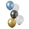 BALLOONS 'HAPPY FATHER'S DAY' CLEAR CONFETTI/BLUE/GOLD 12'' 5PCS