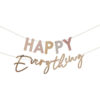 BUNTING 'HAPPY EVERYTHING' PASTEL MULTICOLOR & 2 TWINES GOLD 1.5M