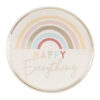 PAPER PLATES 'HAPPY EVERYTHING' RAINBOW SHIMMERING GOLD 25CM 8PCS
