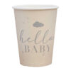 PAPER CUPS HELLO BABY CREAM GREY 8X12.5CM 8PCS