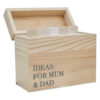 WOODEN BOX DATE 'IDEAS FOR MUM & DAD' 6.5X12.5X11.5CM & 75 CARDS