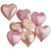 CUSTOMISABLE FOIL HEART SHAPED BALLOONS PINK/ROSE GOLD 8PCS & 12 STICKERS LETTERS WHITE