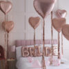 BEDROOM DECOR KIT 22 BALLOONS 'BRIDE' ROSE GOLD & 8 TASSELS 1M - Image 2