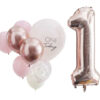 BUNDLE OF FOIL BALLOONS 'ONE TODAY' PINK/CREAM/CLEAR/ROSE GOLD 10PCS