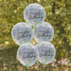 BALLOONS FILLED WITH CONFETTI 'HAPPY BIRTHDAY' LEAVES 5PCS - Image 2