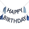BUNTING 'HAPPY BIRTHDAY' BLUE WITH 2 STRANDS 1.5M & 4 TASSELS