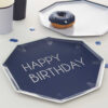 PAPER PLATES 'HAPPY BIRTHDAY' LIGHT & NAVY BLUE 25CM 8PCS - Image 2