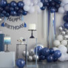70 BALLOONS BACKDROP ARCH KIT & STREAMERS BLUE/CREAM/SILVER/WHITE - Image 2