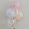 BALLOONS & CLEAR CONFETTI 'HAPPY MOTHERS DAY' PASTEL BLUE/PINK/PEACH 5PCS - Image 2