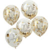 BALLOONS 'OH BABY' CONFETTI GOLD 12'' 5PCS