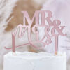 ACRYLIC WEDDING CAKE TOPPER MR & MRS ROSE GOLD 16X15CM