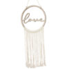WOODEN WALL HANGING HOOP 'LOVE' 25.5CM WITH MACRAME 17X35CM