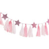 15 TASSELS GARLAND WITH 4 PINK GLITTER STARS 2M