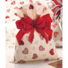 PEARLISED BAGS CUORE 2 SIDES IVORY/RED 50PCS