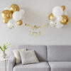 BUNTING BALLOON BACKDROP KIT 'WELCOME HOME' WHITE/GOLD/CLEAR CONFETTI & TAPE 4M - Image 2
