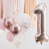 BUNDLE OF FOIL BALLOONS 'ONE TODAY' PINK/CREAM/CLEAR/ROSE GOLD 10PCS - Image 2
