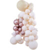 70 BALLOONS ARCH KIT WHITE/PEACH/ROSE GOLD/CARAMEL, 6 NATURAL PAMPAS, TAPE & 5 PAPER FANS PINK