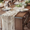MACRAME BOHO TABLE RUNNER WHITE 200X35CM - Image 2