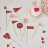 VALENTINES CUPCAKE TOPPERS DECORATION KIT 20 FLAGS & 20 STICKS - Image 2