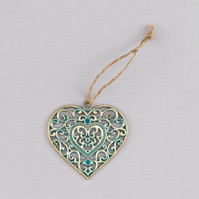 HANGING DECOR VINTAGE HEART GOLD 6CM