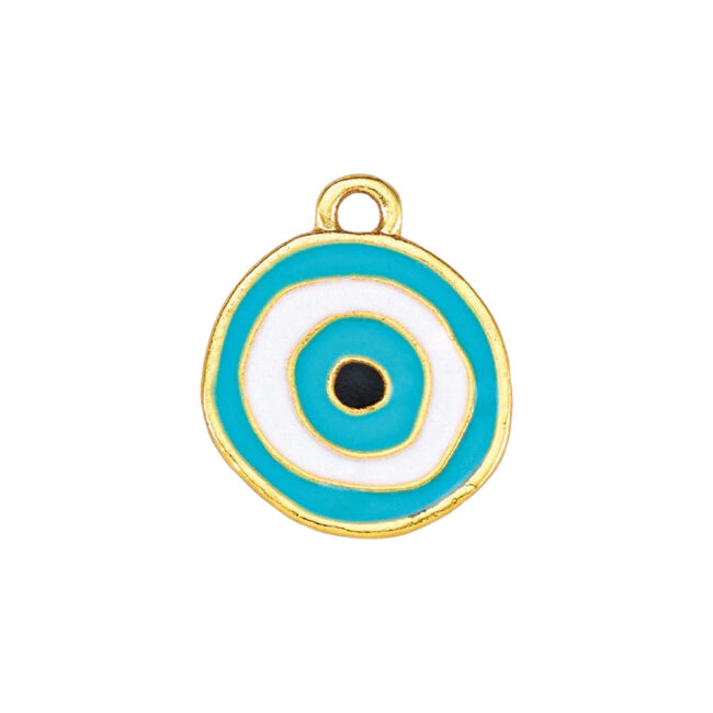 EYE WITH ENAMEL LIGHT BLUE & GOLD 19MM 50PCS