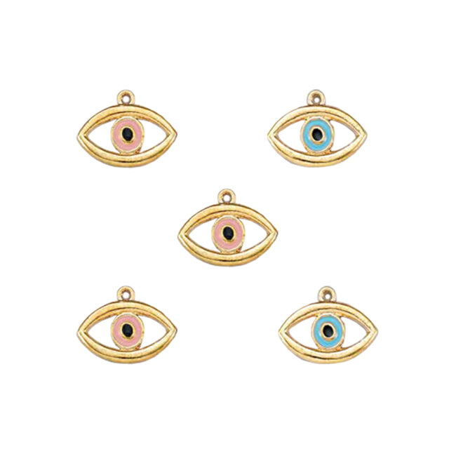 EYE WITH ENAMEL GOLD 20X16MM 50PCS