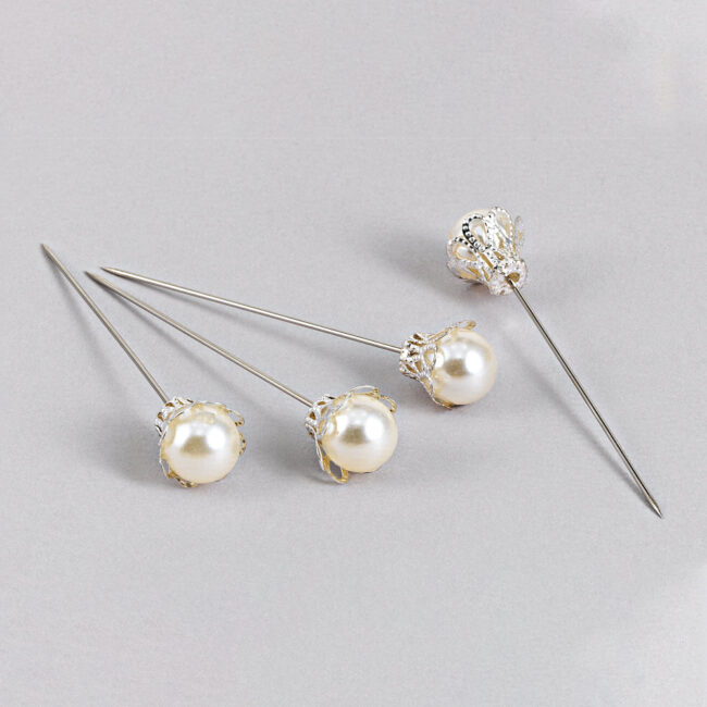 PIN WITH PEARL IVORY 10MM 6PCS