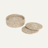 COASTERS ELLA WHITE/NATURAL IN A BASKET 10.5CM 6PCS