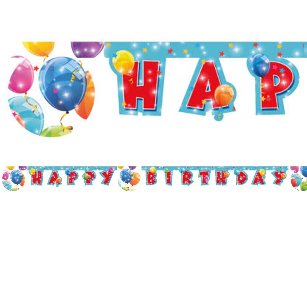 Happy Birthday Foil Balloon Banner – Multicolored Letter Balloons – Party Decoration (13 Pieces)