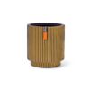 PLANTER CYLINDER GROOVE BLACK/GOLD 15X17CM