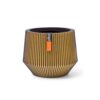 PLANTER CYLINDER GEO GROOVE BLACK/GOLD 25X20CM