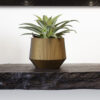 PLANTER CYLINDER GEO GROOVE BLACK/GOLD 25X20CM - Image 3