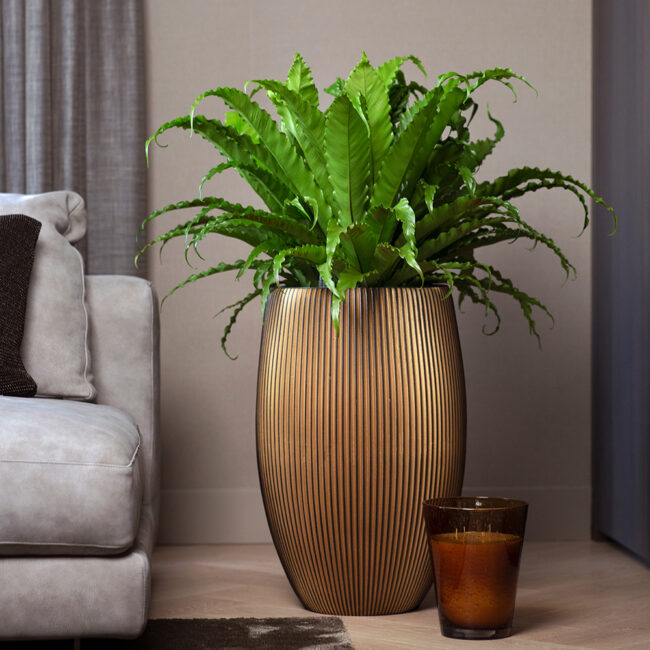 PLANTER ELEGANT DELUXE GROOVE BLACK/GOLD 40X61CM - Image 3