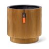 PLANTER CYLINDER GROOVE BLACK/GOLD 34X35CM