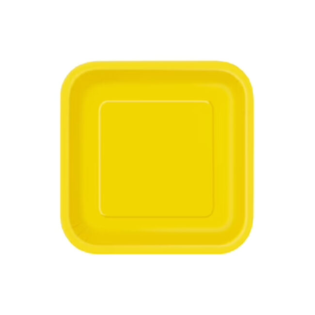 SQUARE PLATES NEON YELLOW 22.86CM 14PCS