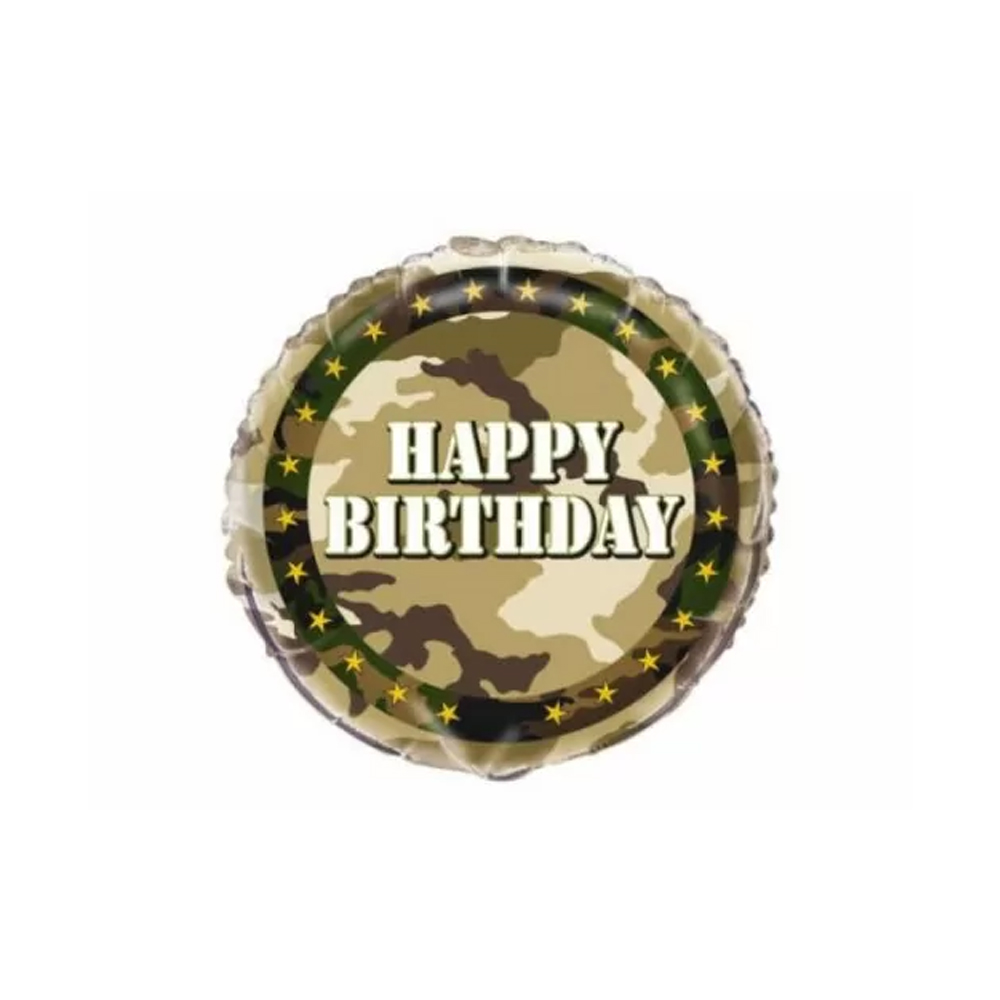 FOIL BALLOON 'HAPPY BIRTHDAY' MILITARY 45.7CM