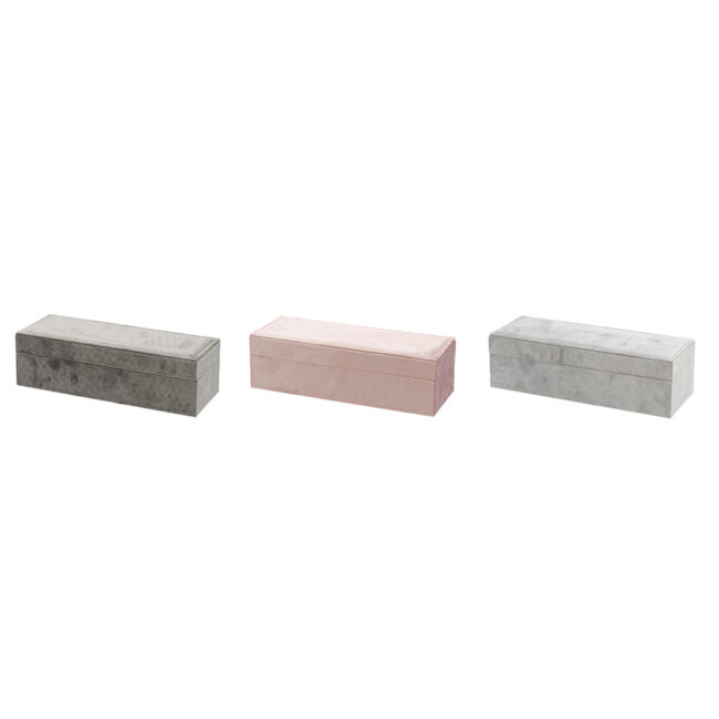 VELVET JEWELLERY BOX ASSORTED 29X10X8.5CM