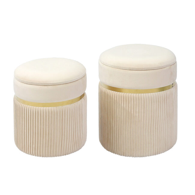 SET OF 2 POUF SION BEIGE 32X38 & 36X44CM