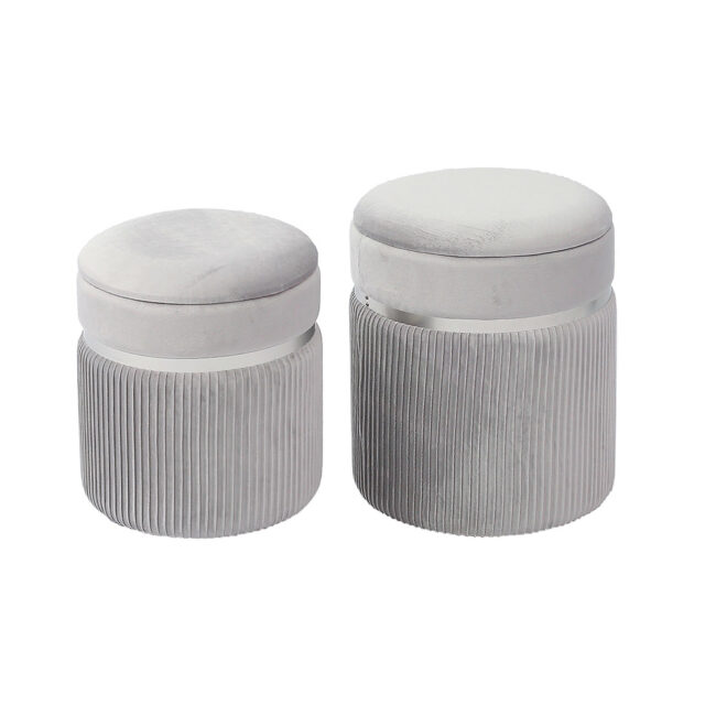 SET OF 2 POUF SION GREY 32X38 & 36X44CM