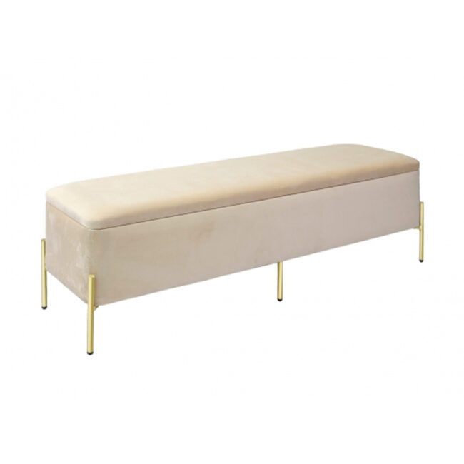 BENCH VELVET THERES BEIGE 140X40X45CM