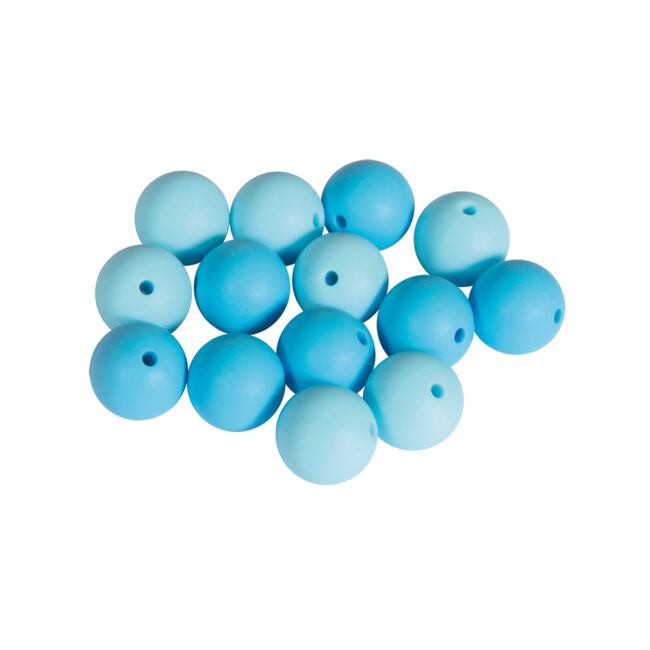 SILICONE ROUND BEADS LIGHT BLUE 1.5CM 14PCS