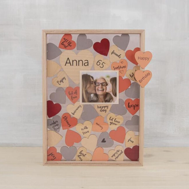DIY SET WOODEN GUESTBOOK WITH HEARTS NATURAL 35X4X26CM - Image 5