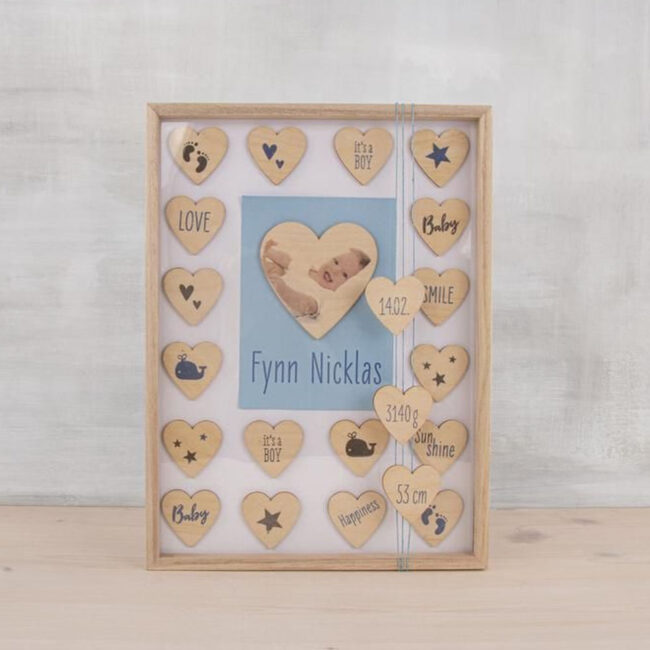 DIY SET WOODEN GUESTBOOK WITH HEARTS NATURAL 35X4X26CM - Image 4