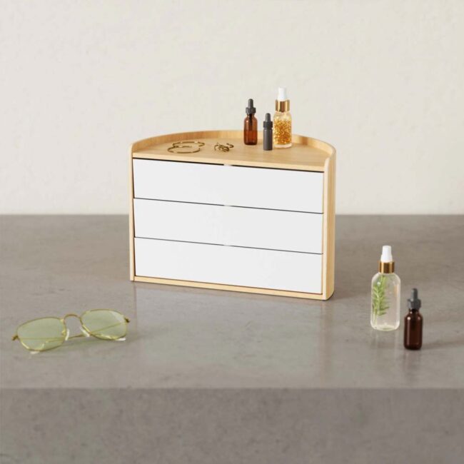 MOONA STORAGE BOX WHITE & NATURAL 27X15X18CM - Image 3