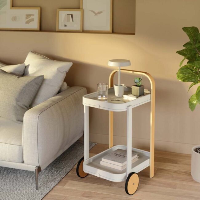 BELLWOOD BAR SERVING CART WHITE NATURAL 53X44X80CM - Image 3