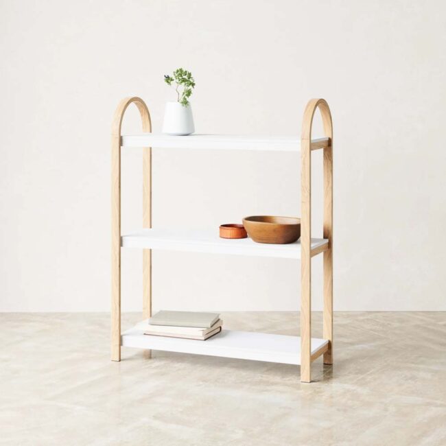 BELLWOOD FREESTAND SHELF 3 TIER WHITE & NATURAL 25X72X90CM - Image 5