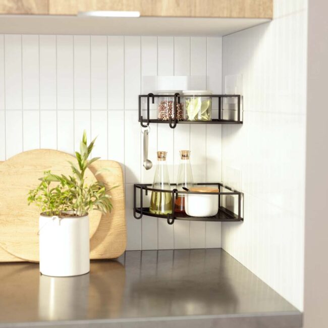 SET OF 2 CUBIKO CORNER BIN BLACK 23X23X8CM - Image 3