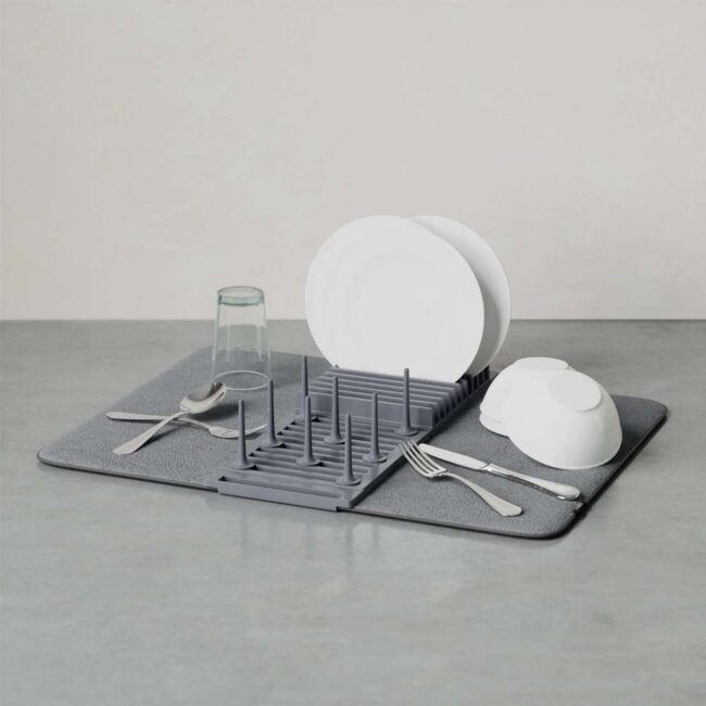 UDRY PEG DISH DRYING RACK WITH MAT CHARCOAL 47X17X9CM - Image 3