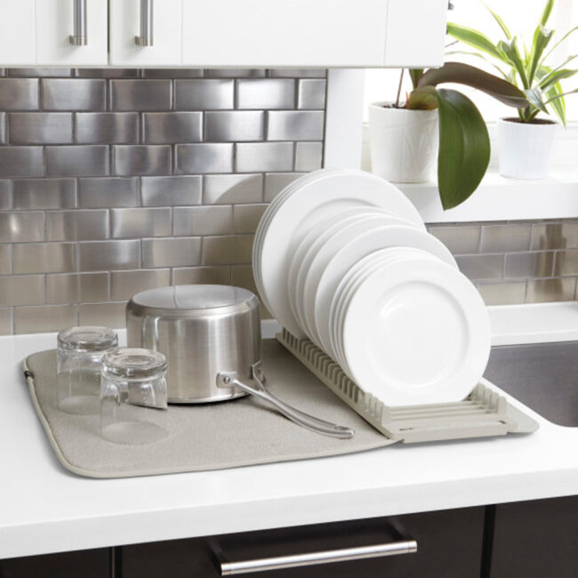 UDRY DISH DRYING RACK MAT LIGHT GREY 0.43KG 61X46X4CM - Image 3