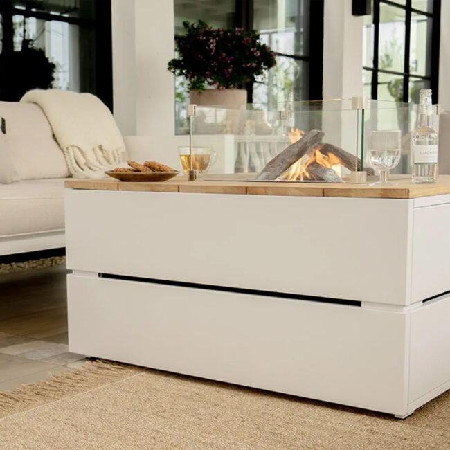 COSIPURE TEAK TOP & WHITE FRAME 100X100X50CM - Image 3